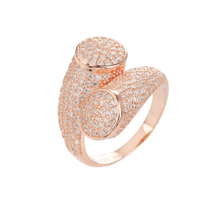 טבעת כסף אמיתי 925 בציפוי זהב אדום בשיבוץ אבני זרקון