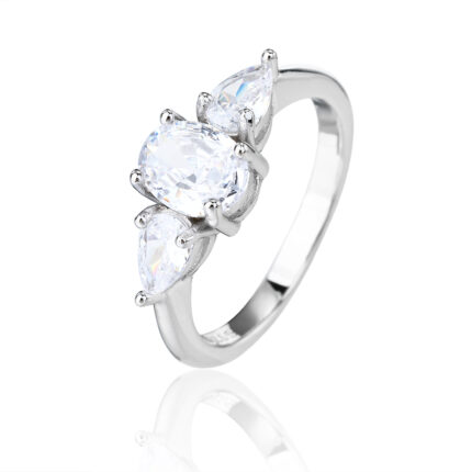 טבעת עשויה כסף אמיתי 925 בשיבוץ אבני זרקון